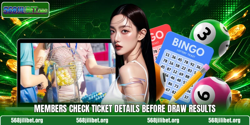 Members check ticket details before draw results