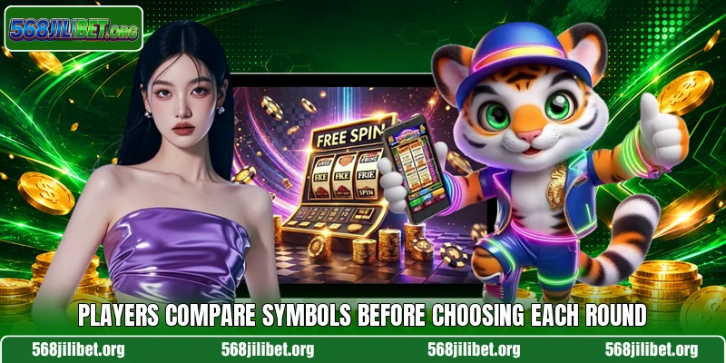 Players compare symbols before choosing each round