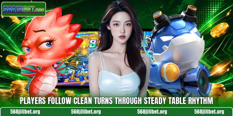 Players follow clean turns through steady table rhythm