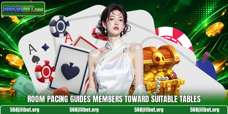 Room pacing guides members toward suitable tables